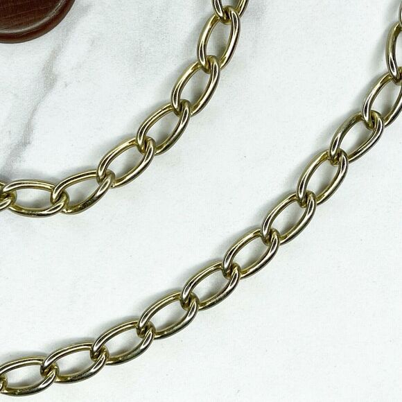 Gold Tone Chain Link Belt Wood Charm Y2K Festival XS/Small (XS/S) ✨ - Picture 11 of 12